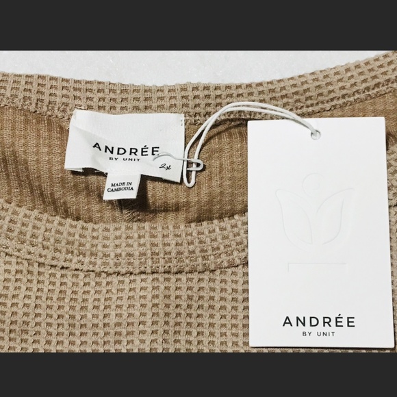 Mocha cream Andree By Unit waffle knit top - Picture 4 of 6